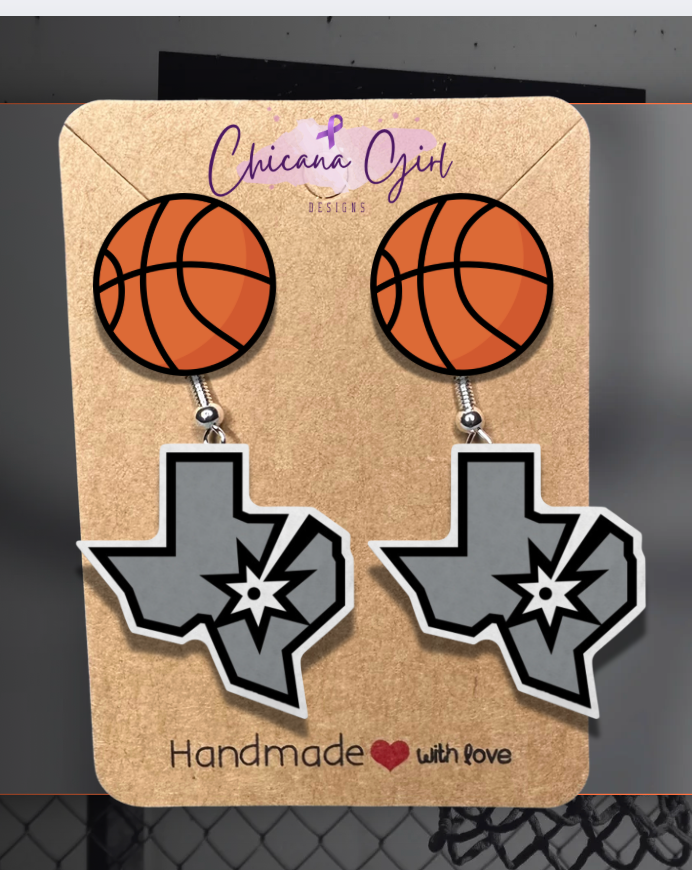 Texas SA Basketball Statement Earrings – San Antonio Inspired Dangles