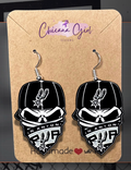 SA Skull Cap Earrings – Black & Silver Basketball Fan Statement Earrings