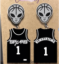 Alien Spurs Basketball Jersey Earrings – Wembanyama Inspired Statement Earrings