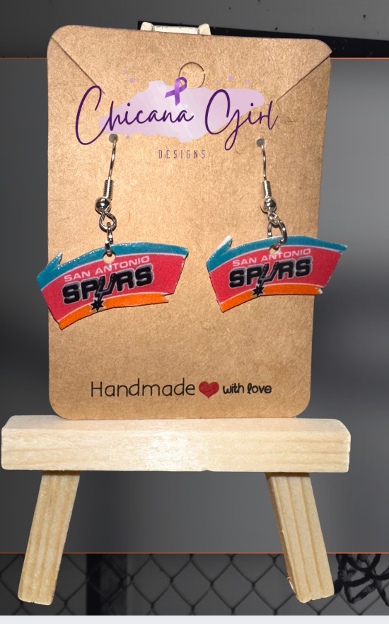 🏀 Retro Fiesta Spurs Logo Earrings