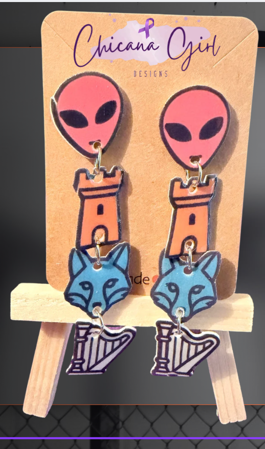 The Alien, Castle, Fox, and Harper Earrings