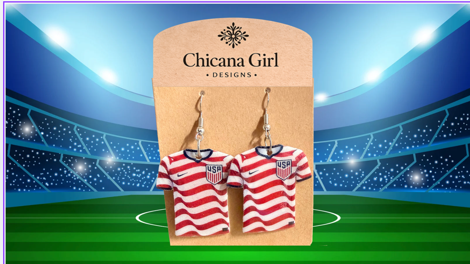 USA Soccer Jersey Acrylic Earrings – Patriotic Game Day Jewelry