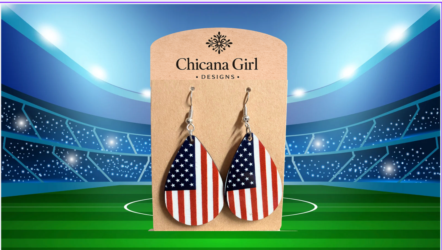 American Flag Teardrop Earrings – Patriotic Handmade Jewelry