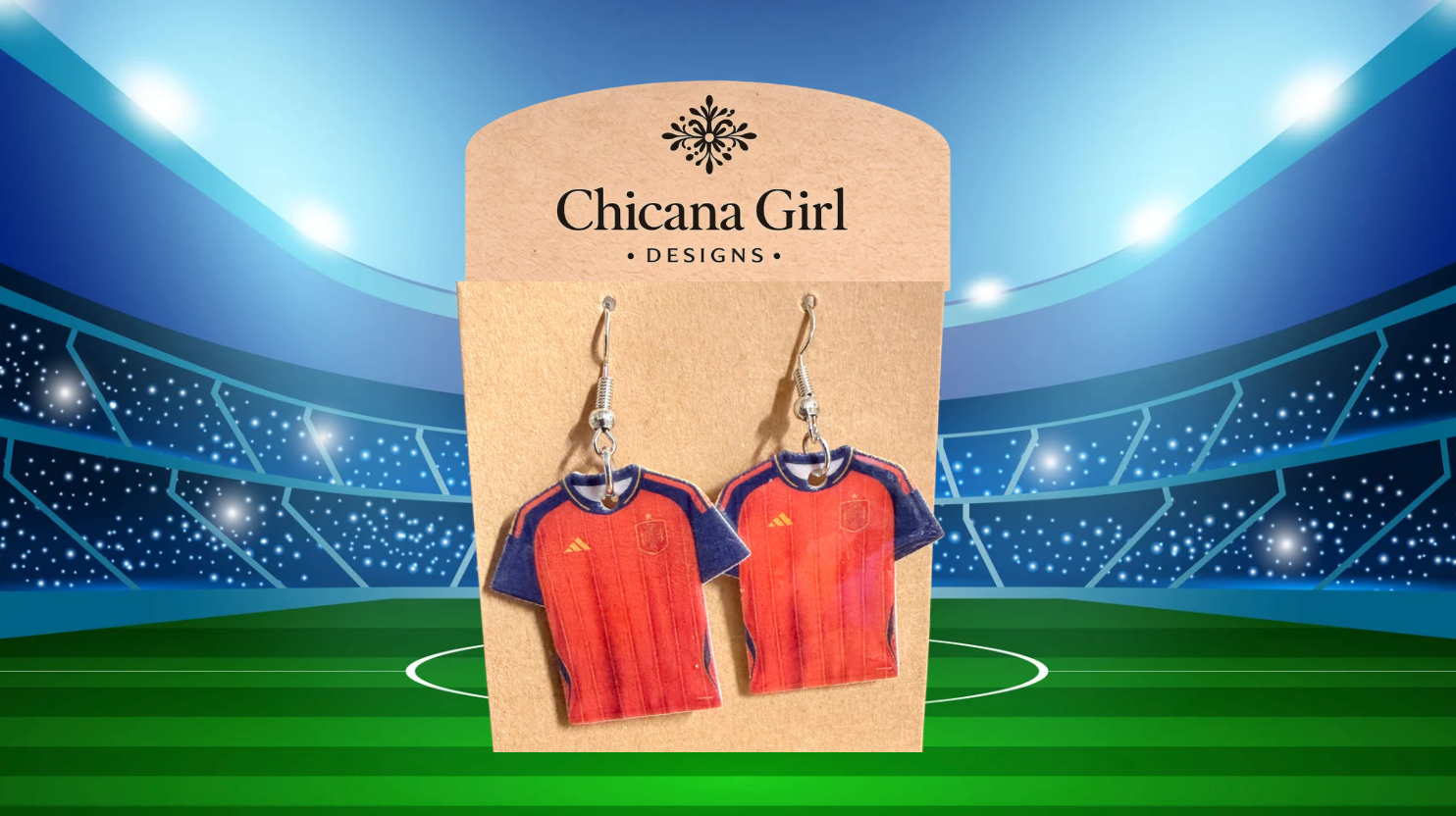 Spain Soccer Jersey Earrings – Handmade Football Fan Jewelry