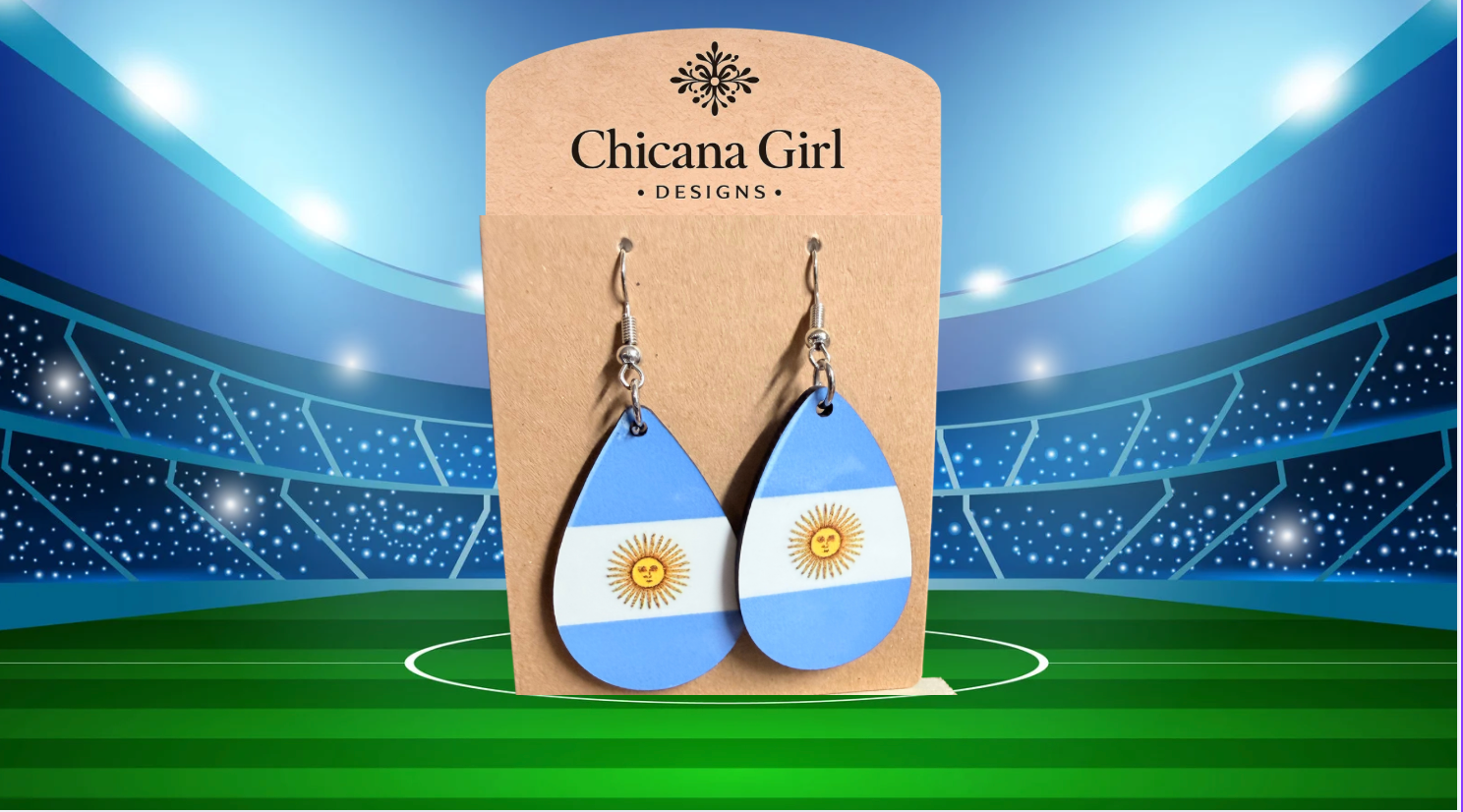 Argentina Flag Teardrop Earrings – Handmade Patriotic Jewelry